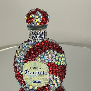 Bling Bedazzled Glam Mini Julio Tequila Bottle Decanter  50ml Bling Rhinestones Home Decor Bar Party Bridesmaids Shots