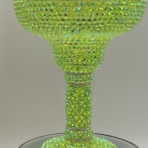 Bling Bedazzled Margarita Glass in Lime Green Rhinestones Party Brides Gift Tequila Drinks Mexican Tequila Bar Cart image 1