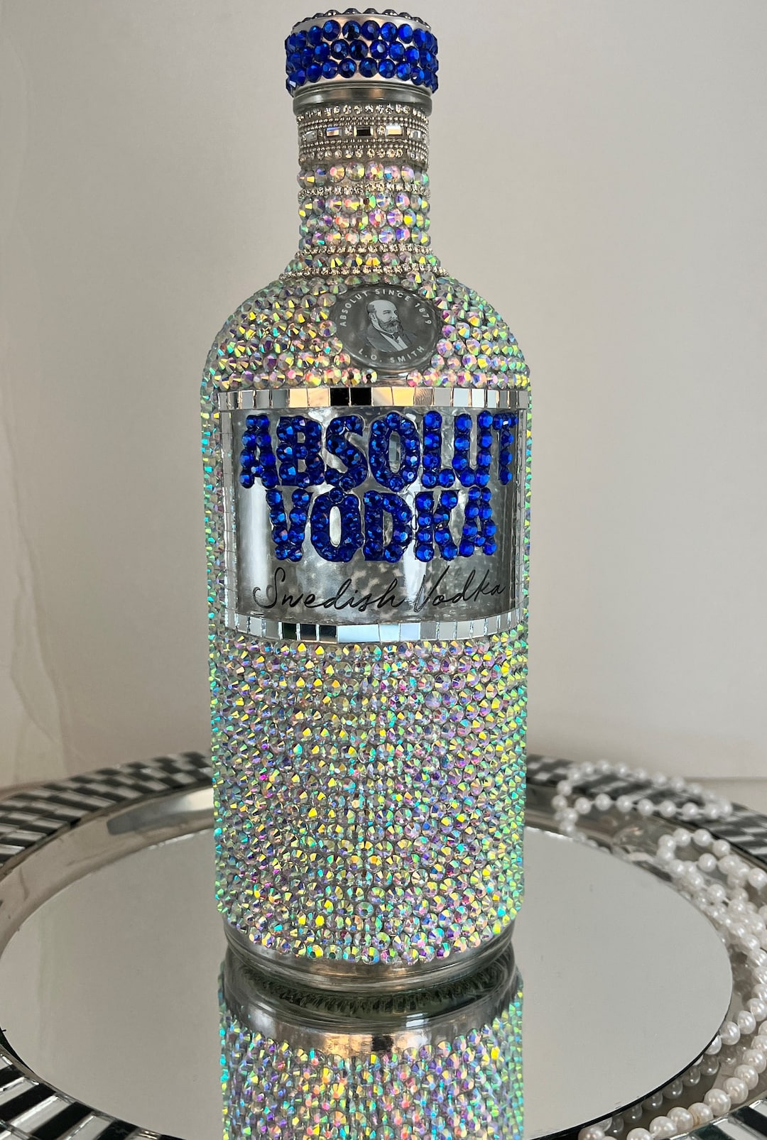 Bling Glam AB Rhinestones Absolut Vodka 750 Ml Bottle Decanter