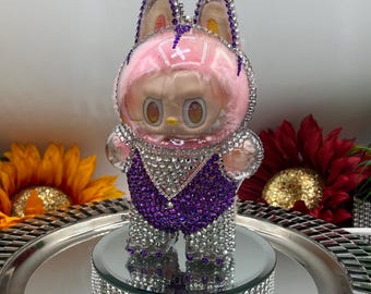 Bedazzled Rhinestone Labubu Furry Monster Doll Protective Cases(4options) Blinged acrylic Case backpack handbag