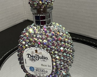 Bedazzled Mini D Julio Tequila Bottle Decanter 50ml Bling Rhinestones Home Decor Bar Decanter Party Birthday Don shot glass cake topper!