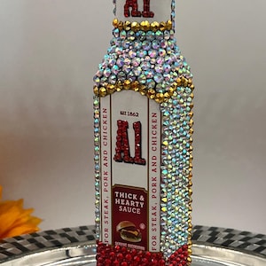 New Bling Bedazzled Rhinestone A One Steak Sauce Bottle New Sealed Picnic Buffet Anniversary Wedding Party Condiments