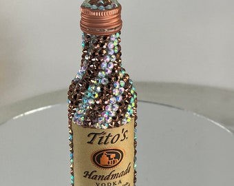 Glam Mini T Vodka Bottle Decanter Bling Glass Crystal Rhinestones Home Decor Bar Party Birthday Shots 50ml shot Blinged Bedazzle