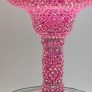 Hot Pink Bedazzled Margarita Glass in Lime Green Rhinestones Party Brides Gift Tequila Drinks Mexican image 3