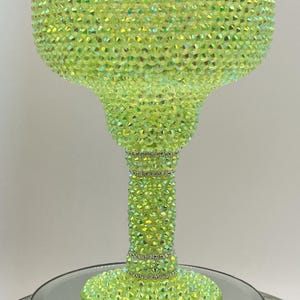 Bling Bedazzled Margarita Glass in Lime Green Rhinestones Party Brides Gift Tequila Drinks Mexican Tequila Bar Cart image 2