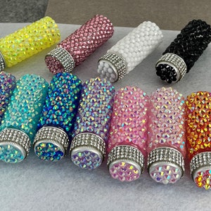 New Colors!! Bling Bedazzled Rhinestone New Glass 15 ml bottle Medicine stash earrings Oil Purse Love jar