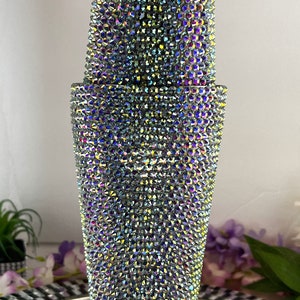 New! Only 1 available!  Bedazzled AB Crystal Rhinestone Bartender Stainless Shaker cups Bar Cart Martinis Mixology