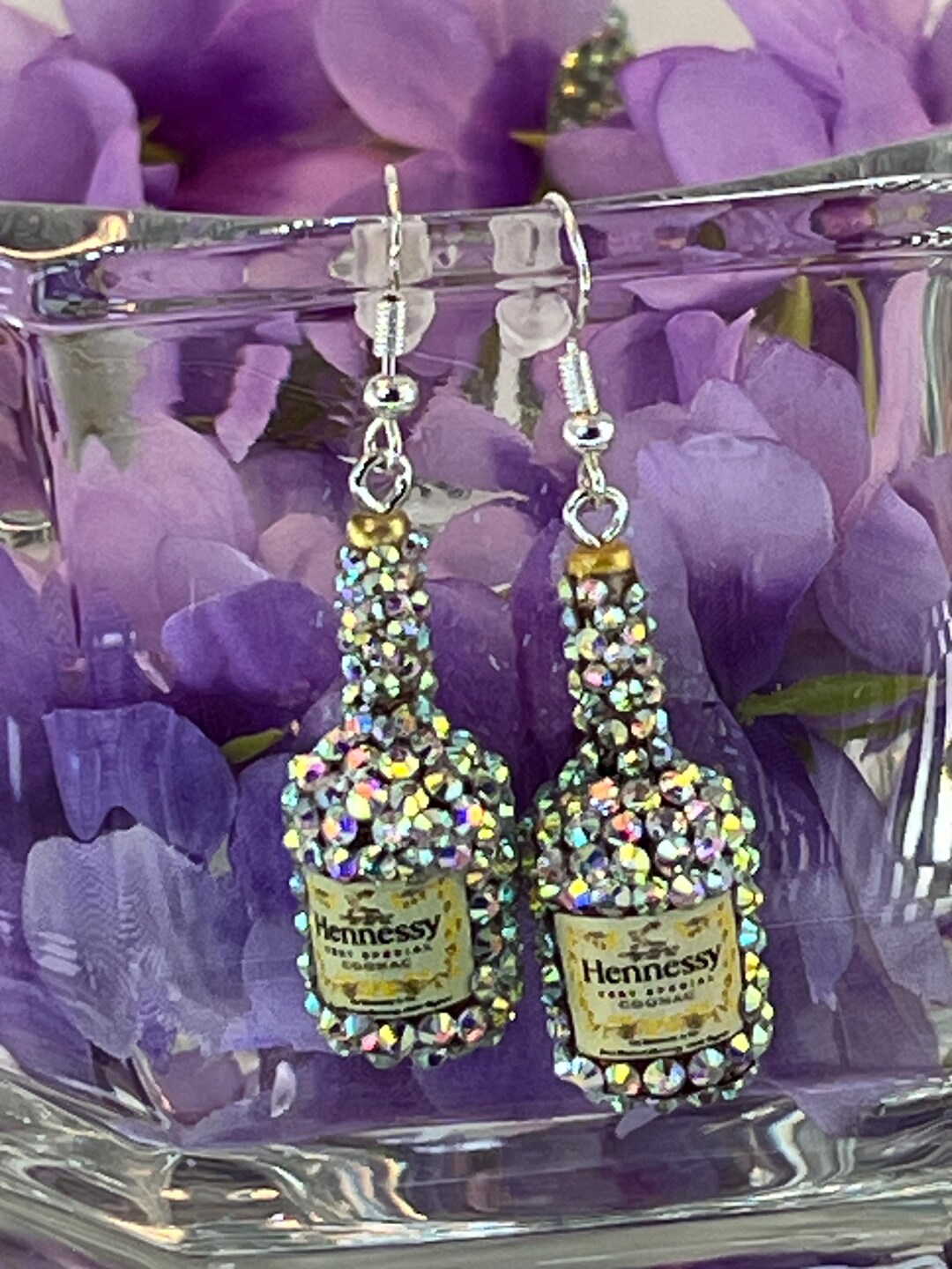 NEW Design by Me! Bedazzled Mini Liquor Bottle Earrings Bling ...