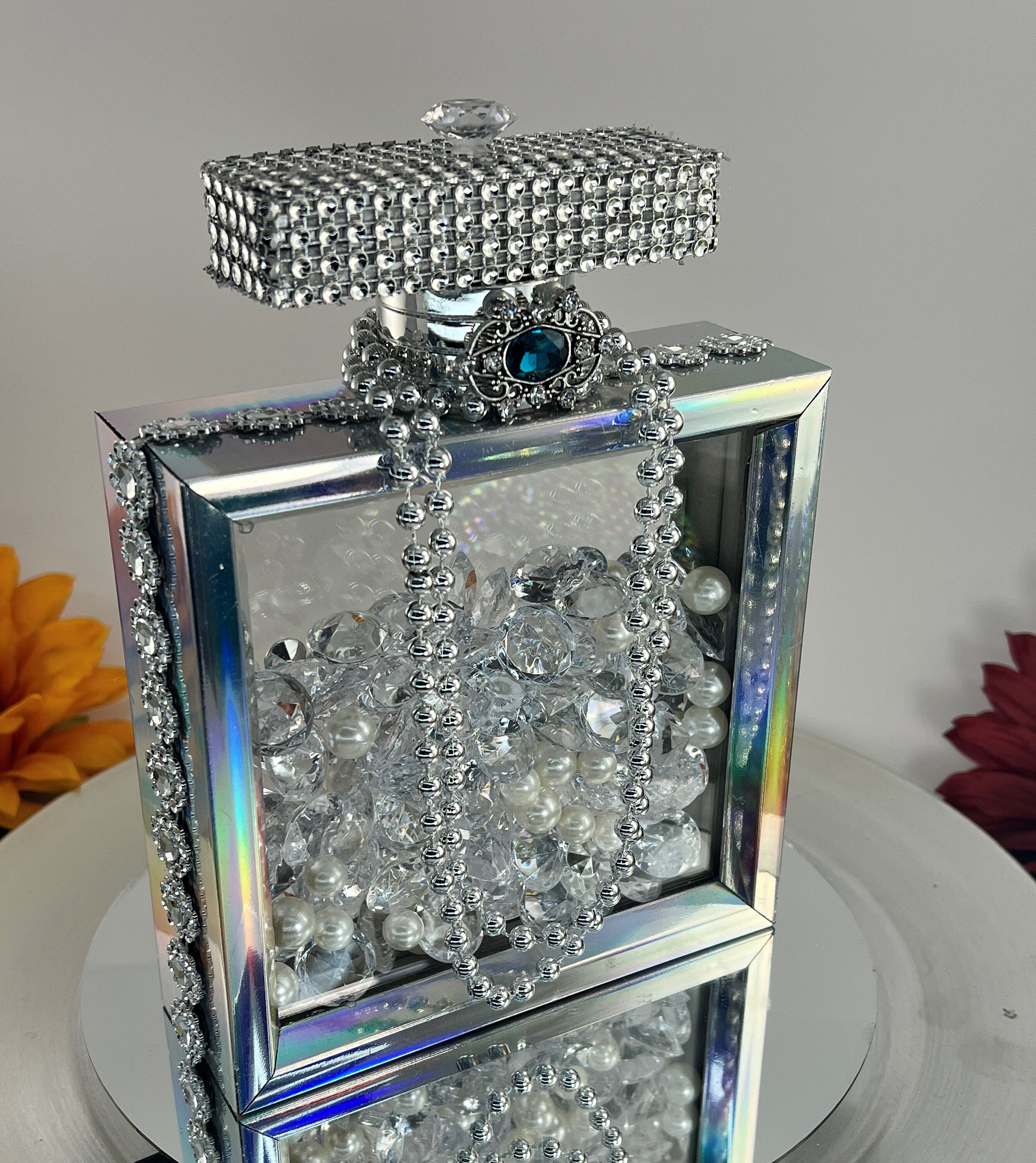 Glam Hand Designed Bedazzled Perfume Bottle Rhinestone Decor Bling