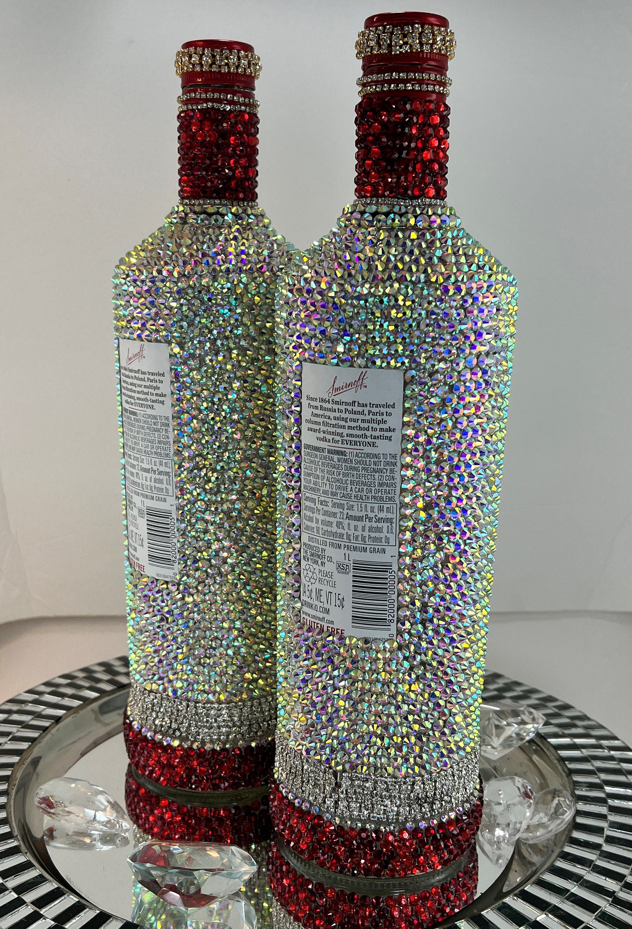 Bedazzled S M I R N O F F Vodka Decanter Glass Bottle Home