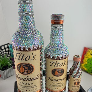 Bigger Size!! Bedazzled Glam AB Rhinestones Vodka 750 ml Decanter Bottle Home Decor Bar Decanter Party Anniversary Birthday