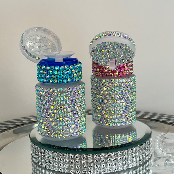 New Rhinestone Bedazzled Push Down Liquid Pumping Dispenser Bottle Choice of colors Glam Vanity Decor face cream Serum astringent alcohol