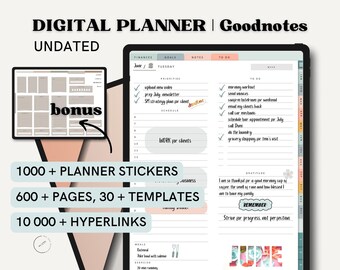 Digital Planner | Hyperlinked Planner | Goodnotes Planner | iPad Planner | Financial Planner | Undated Goodnotes Planner Pastel