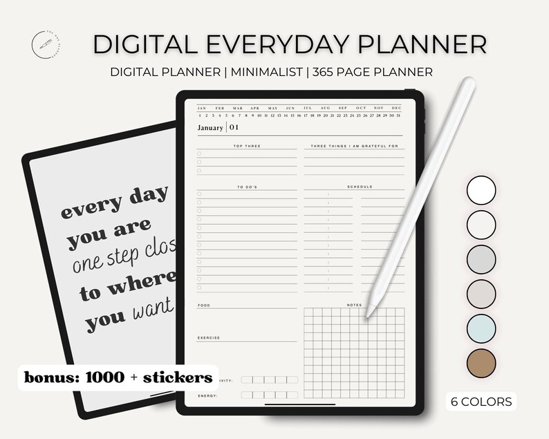 Digital Daily Planner Goodnotes Planner Portrait Digital Etsy