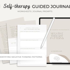 CBT Self Therapy Journal, Digital Workbook with Journal Prompts, Anxiety Workbook, Healing Workbook, Mental Health, Shadow Work, Therapy