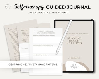 CBT Self Therapy Journal, Digital Workbook with Journal Prompts, Anxiety Workbook, Healing Workbook, Mental Health, Shadow Work, Therapy