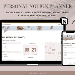 Notion Template Life Planner BOHO | Notion Dashboard | All-in-one Notion Planner | Aesthetic Notion Template