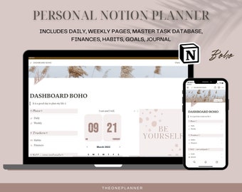 Notion Template Life Planner BOHO | Notion Dashboard | All-in-one Notion Planner | Aesthetic Notion Template