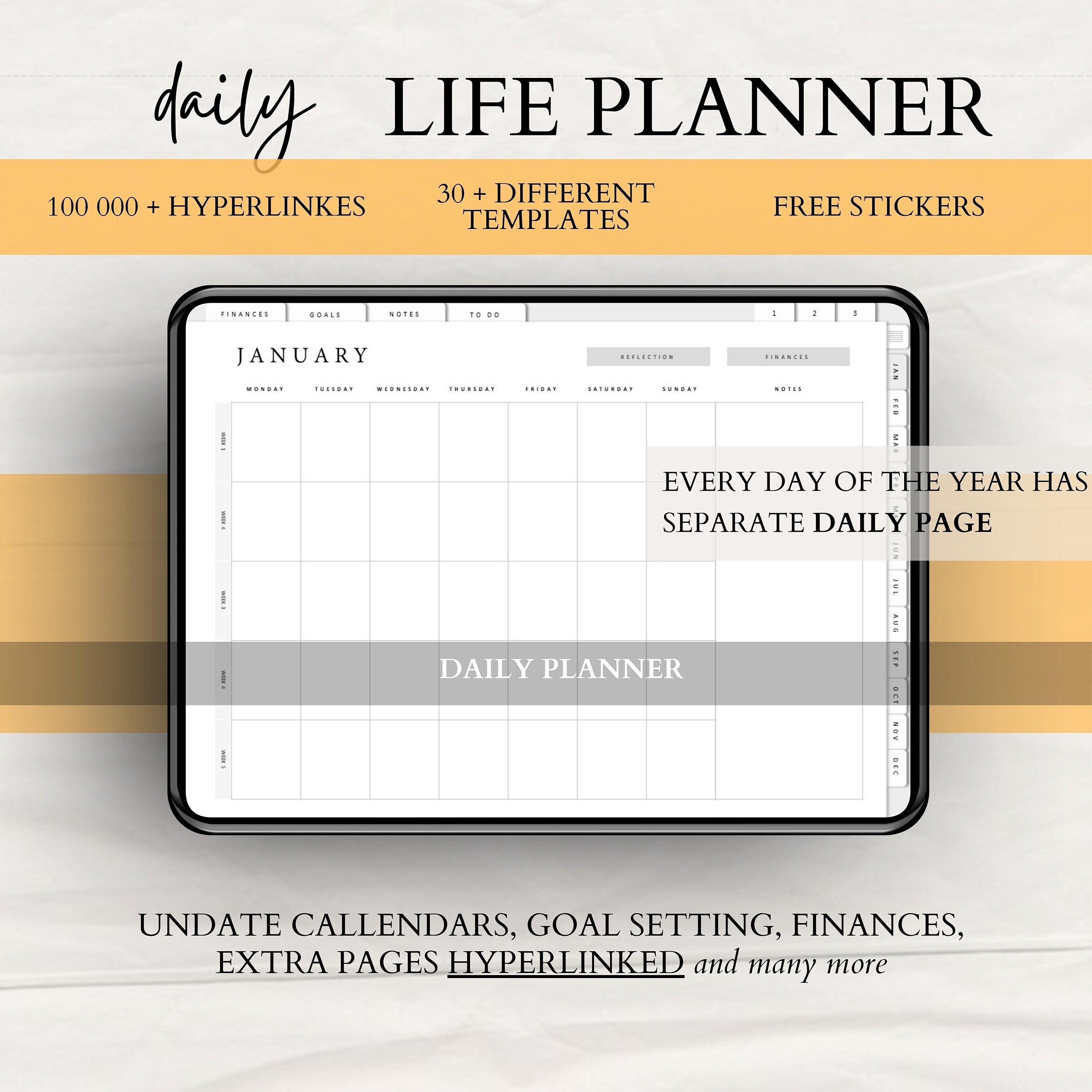 Digital DAILY Planner Goodnotes UNDATED Planner Ipad/android - Etsy