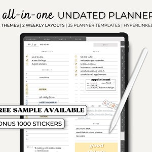 Digital Planner, iPad Planner, Online Planner Undated All-in-one Planner, GoodNotes Planner, Notability Planner,Hyperlinked Planner