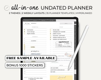 Digital Planner, iPad Planner, Online Planner Undated All-in-one Planner, GoodNotes Planner, Notability Planner,Hyperlinked Planner