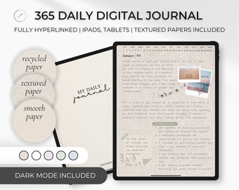 Digital Journal, Notebook Journal, Digital Notebook, Goodnotes Notability iPad Journal, Daily Dotted Bullet Unlined, Hyperlinked Journal