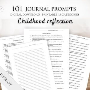 101 Childhood Reflection Journal Prompts: Self Therapy (PDF)