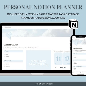 NOTION Planner | Personal Planner Notion Template | All In One Notion Template | Notion Editable Template | Notion Organization Template