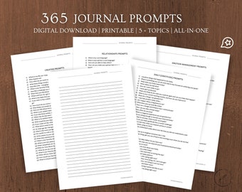 365 Journal Prompts, relationship Prompts, Self Care prompts, Writing Prompts, Downloadable prompts, creative prompts,