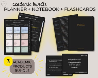 Academic Planner BUNDLE 3-in-one, Digital Student College Planner, iPad Notebook with 12 sections, Goodnotes Planner, College Planner