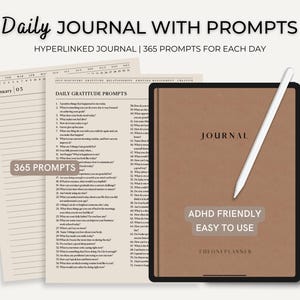 Digital Journal with 365 Prompts, Daily Digital Journal, Digital Diary For Every day, Digital Journal with PROMPTS, Therapy Journal