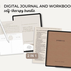 Self-therapy Journal Bundle, Digital Journal with 365 Prompts, Daily Digital Journal, DigitalDiary, Mental Health Workbook, Shadow Work, CBT