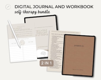 Self-therapy Journal Bundle, Digital Journal with 365 Prompts, Daily Digital Journal, DigitalDiary, Mental Health Workbook, Shadow Work, CBT