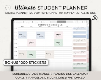 Digital Student Planner for College School UNDATED, Academic diary, Digital academic Planner, iPad, Academic planner, GoodNotes Planner