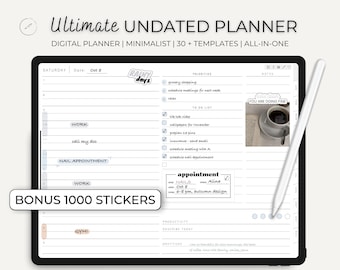 Undated Digital Planner, Goodnotes planner, iPad planner, Notability planner, Dated digital planner, Digital calendar