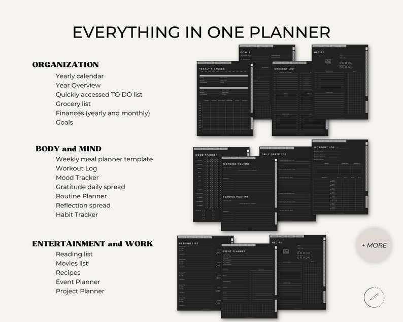 Undated Dark Mode Digital Planner for Goodnotes/notability, Hyperlinked ...