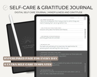 Digital Self-Care Journal, Mental Health Journal, 5 Minute Journal, morning evening, 365 days journal, Self-care Journal, Goodnotes Journal