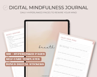 Digital Self-Care Journal, Mental Health Journal, 5 Minute Journal, Gratitude Journal, 365 days journal, Goodnotes Journal, iPad Journal