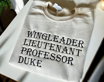 Onyx storm xaden riorson Wingleader duke embroidered sweatshirt fourth wing merch  shirt bookish basgiath war college  xaddy merch