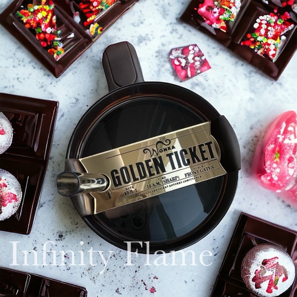 Golden Ticket Tumbler topper | Gold | Chocolate Gold | mirror | name plate | tumbler accessories | topper | golden ticket| accessories