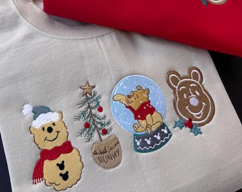 EMBROIDERED Winnie the Pooh Christmas Sweatshirt Christmas Disney Pooh Bear Shirt pooh mama sweatshirt hunny gift for her Christmas gift