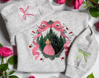 Pink and Green Bestie Coquette Embroidered Sweatshirt Wizard Inspired Crewneck sweatshirt