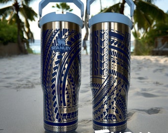 Tribal Tumbler | polynesian islander tattoo Father’s Day engraved for her or him for dad