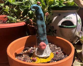 Ceramic Garden Gnome with Toadstools