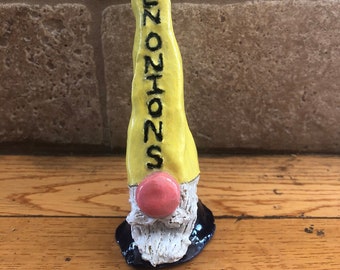 Ceramic Vegetable Garden Marker Gnome: Green Onions