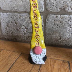 Ceramic Vegetable Garden Marker Gnome: Summer Squash