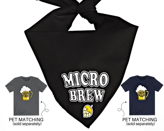 Micro Brew Dog Bandana, Dog Owner Matching Pet Bandana, Brew Crew Puppy Bandana