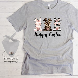 Leopard Bunny Shirt, Easter Shirt, Matching Dog and Owner Leopard Easter Bunny Shirt, Happy Easter Floral Bunny Shirt