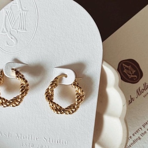 Braided Gold Hoop Earrings / Braided Twisted Rope Gold Hoop Minimalist Earrings / High Quality 925 Sterling Silver 14k Gold Plated