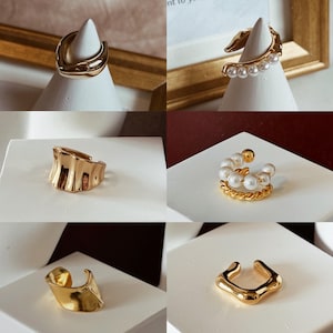 Minimalist Gold Ear Cuffs collection 2 / none piercing 925 Sterling Silver 14k Gold Plated